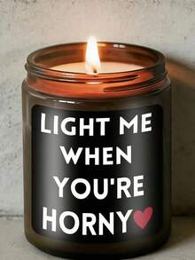 1pc Candle In A Jar, Valentine's Day Gift, "Light Me Up When You're Excited" Funny Candle, Gift For Boyfriend, Brother, Husband, Funny & Cute Unique, Essential For Anniversary, Birthday, Home Decor. Candle Ornament, Decorative Candle, Soy Candle, Gift For Girlfriend, Gift For Women, Home Decor Candle. - Multicolor - View 1