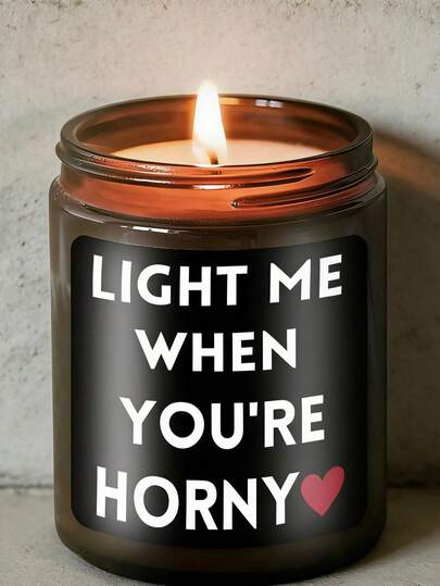 1pc Candle In A Jar, Valentine's Day Gift, "Light Me Up When You're Excited" Funny Candle, Gift For Boyfriend, Brother, Husband, Funny & Cute Unique, Essential For Anniversary, Birthday, Home Decor. Candle Ornament, Decorative Candle, Soy Candle, Gift For Girlfriend, Gift For Women, Home Decor Candle.