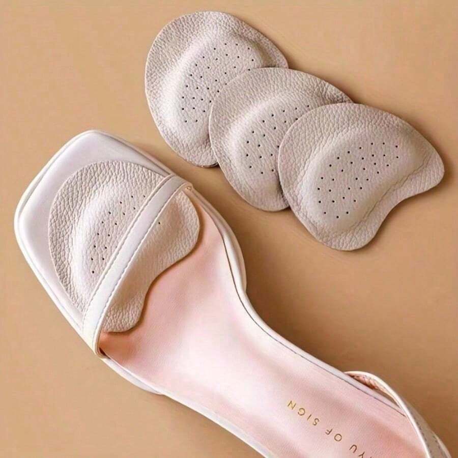 2pcs Leather Shoe Inserts - Cushioned Anti-Odor Sweat-Absorbing Insoles, Non-Trace Adhesive For Anti-Pain & Anti-Blister. - Màu be nhạt - Xem 1