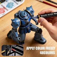 Conjunto de Canetas Marcadoras Acrílicas de Ponta Dupla com 48 Cores, Duradouras e Resistentes à Desbotamento, Ideais para Artistas, Ilustrações, Artesanato, Livros de Colorir e Outros Projetos DIY. Adequadas para Papel, Tecido, Madeira, Pedra, Plástico, Vidro, Cerâmica, Abóbora e Muito Mais. Ótimo para Estudantes e Adultos, Também um Presente Ideal para o Dia de Ação de Graças, Halloween, Natal - Multicolorido - Visão 6