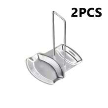 1pc Stainless Steel Pot Lid Holder With Ladle Rack, Detachable With Drip Tray, Perfect Gift For Christmas Or Thanksgiving - Multicolor - View 12