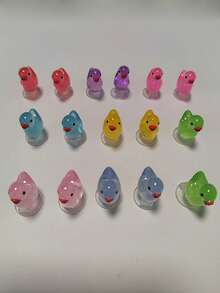 16pcs Glow-In-The-Dark Duck Shaped DIY Shoe Charms Set, Suitable For Hollow Out Clogs, Beach Sandals, Flip Flops - Multicolor - View 6