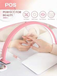 Modern Style Half-Moon LED Nail Lamp, Matte Metal Finish USB-Powered Desk Lamp For Manicure, Eyelash Extension, Tattoo, And Skincare, With Push Button Control And Plastic Bell Shade - Includes Multiple Components, Solid Color, No Battery Required - Multicolor - View 5