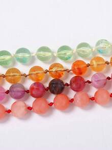 1pc Minimalist Chic Fresh Sweet Geometric Crystal Beaded Casual Versatile Knotted Necklace For Women - Geometric Beaded Necklace - View 3