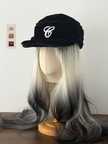 1pc Plush "E" Letter Embroidered Baseball Cap, Warm Fleece Flat Top Hat, Unisex Autumn/Winter - The Plush Flat Top Of the Letter "e" - View 13