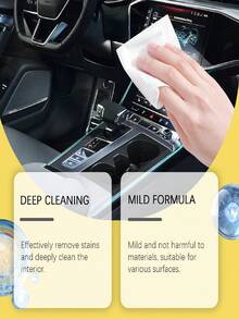 rayhong 40pcs/Box Car Interior Cleaning Wet Wipes, Stain & Grease Remover, Interior Polishing Portable Wipes. Protects And Cleans Artificial Leather Sofas, Car Seats And Shoes, Prevents Cracking And Fading. Can Refresh, Restore Gloss And Enhance Interior Texture. Simple To Use: Remove The Inner Sealed Lid, Wipe Stains With The Wet Cloth, Repeat Until Stains Are Completely Removed. - Multicolor - View 4