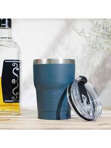 Vaso de  con asa de acero inoxidable con tapa y popote para mujer, color verde lavanda - A-Azul marino - Ver 5
