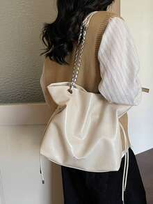 1 件时尚百搭简约高品质小众单肩包，适合外出、通勤。 - 米色 - 查看 9