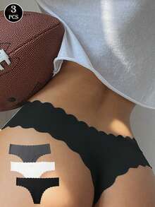 3pcs/Set Women's Seamless G-String Panties Set, Comfortable T-Back Thong Underwear, Sexy Seamless Triangle Briefs - Multicolor - View 2