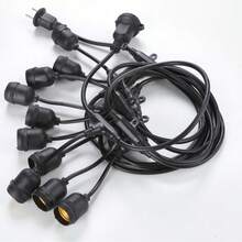 AMAZING VISION 10 cabezas de lámpara de 5 metros de largo, con portalámparas con conexión trasera; guirnalda de 10 bombillas, portalámpara roscado, impermeable, adecuada para balcones y patios al aire libre - Tipo de Enchufe A USA (110-127V) - Ver 1