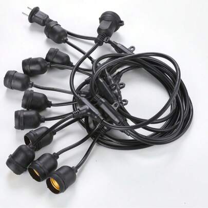 AMAZING VISION 10 cabezas de lámpara de 5 metros de largo, con portalámparas con conexión trasera; guirnalda de 10 bombillas, portalámpara roscado, impermeable, adecuada para balcones y patios al aire libre