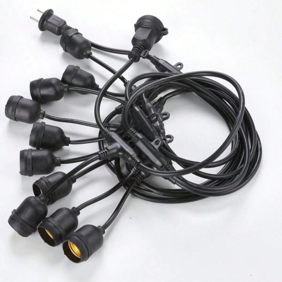 AMAZING VISION 10 cabezas de lámpara de 5 metros de largo, con portalámparas con conexión trasera; guirnalda de 10 bombillas, portalámpara roscado, impermeable, adecuada para balcones y patios al aire libre - Tipo de Enchufe A USA (110-127V) - Ver 1