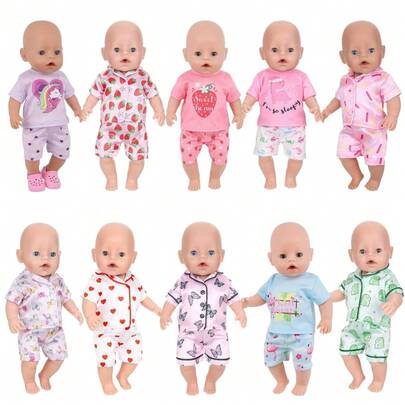 Doll Clothes, Doll Accessories, Cute Fruit & Cartoon Animal Doll Pajamas, Suitable For 16-18 Inch Dolls