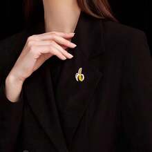 2026-NEW \(`Δ')/Animal Brooch Women's Fashion Unique Crystal Rhinestone Vintage Enamel Lapel Safety Pin, Clothing Jewelry Clothing Backpack Jacket Hat Decoration DIY - Màu vàng - Xem 4