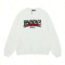 2026 New Arrival Women's Paris Graphic Print Sweatshirt, Casual Round Neck Long Sleeve Pullover, High Quality Soft Comfortable Fabric For Spring & Autumn, Versatile Everyday Streetwear, Ideal Outfit For Spring Break & Back To School Daily Wear, Sudadera Casual Para Mujer - 白色 - 查看 6