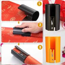 Sliding Wrapping Paper Cutter - Easy-Glide Gift Wrap Trimmer For Christmas & Birthdays, Durable ABS, Orange/Black, For Christmas & Birthday Gift Wrapping, Creative Kraft Craft Paper Roll Cutting Tool - Black/Orange - View 5