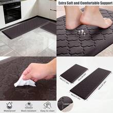 FIAN Gugxiom Tapete Antifatiga Tapete Cocina Antifatiga con Base Antideslizante Estriada cómodo Impermeable a Prueba de Aceite fácil de Limpiar Marrón 44 x 75 + 44 x 150 cm - Marrón+44 x 120 cm - Ver 7