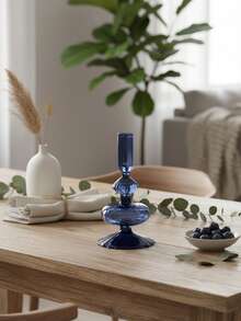 1个现代奢华优雅蓝色玻璃烛台，高端婚礼仪式餐桌中心装饰品 - 烛台，适用于圣诞节装饰、办公桌装饰、烛光晚餐、房间氛围营造、婚礼、圣诞节、派对、家庭聚会、求婚、桌面装饰、精美房间装饰、结婚礼物、情人节礼物、节日礼物、家庭聚会礼物 - 彩色 - 查看 11