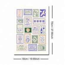 1 tấm tranh in trên vải canvas hình tem Ý cổ điển, phong cách tối giản ven biển Địa Trung Hải, thích hợp trang trí nhà ven biển, căn hộ, phòng khách, phòng ngủ, nhà hiện đại. - Nhiều màu - Xem 8