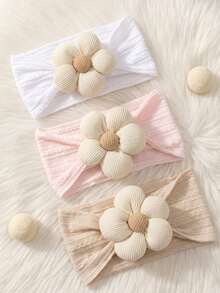 3 Peças Faixa de Cabeça Floral para Bebê, Faixa de Cabeça Elástica Macia para Meninos, Adequada para Uso Casual, Esportivo, Externo, Festa, Viagem - Multicolorido - Visão 7