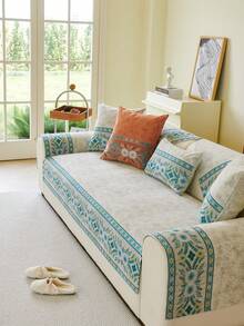 1件波西米亚风雪尼尔沙发垫套，四季通用沙发套，沙发保护套，营造装饰氛围，简约耐用，宠物友好，适用于1-4人沙发、L型沙发，兼具装饰性和保护性的沙发套 - 白色 - 查看 2