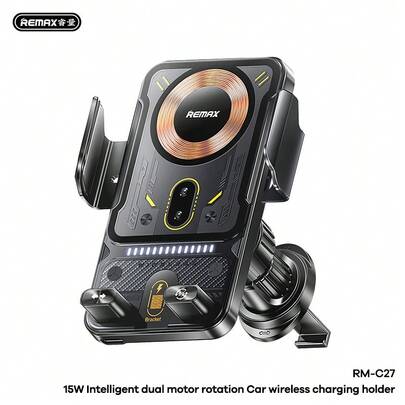 REMAX RM-C27 15W trådlös billaddare med infraröd sensor och dubbel motorrotation, lämplig för smartphone-navigering