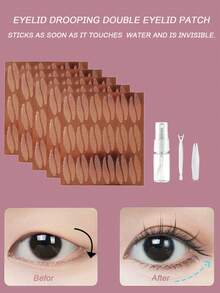 5pcs Invisible Double Eyelid Lift Tapes - Strong Self-Adhesive Eye Lifting Stickers, Hypoallergenic, Alcohol-Free, Non-Irritating, Comes With Applicator Tool & Cleaning Spray, Long-Lasting Effect - Essential For Daily & Occasion Makeup, Beauty Enhancement, Seamless Design - Gold - View 2