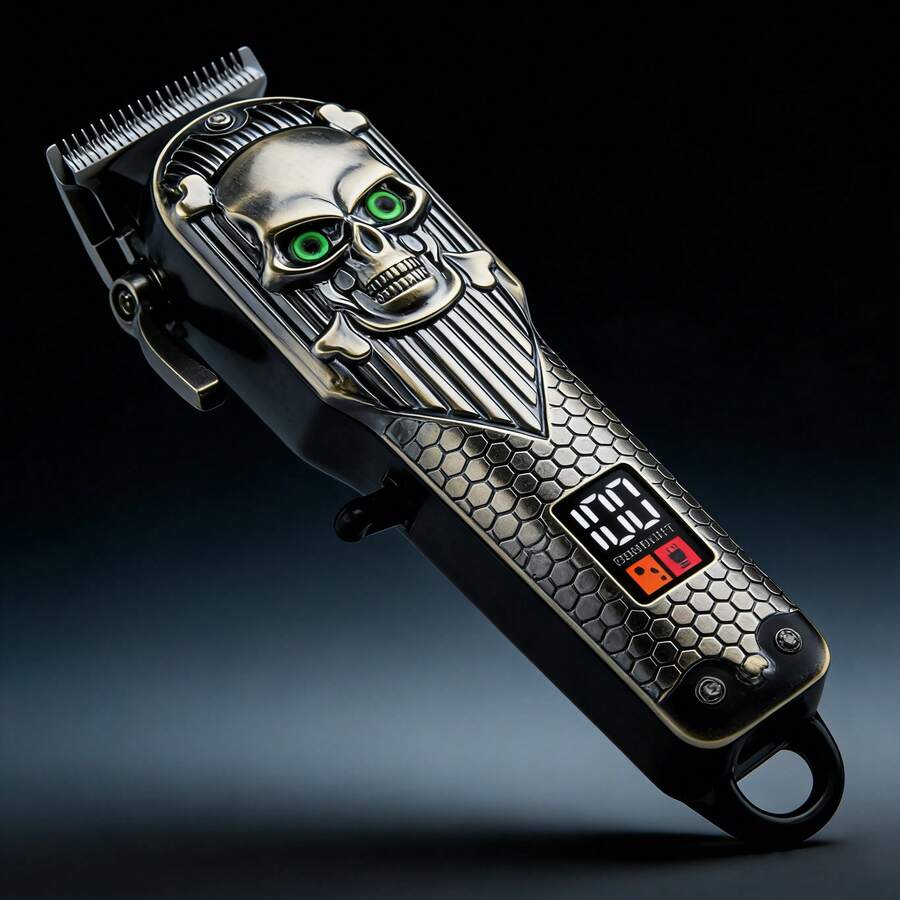 Vintage Transparent Body Men's Hair Clipper | Professional Electric Trimmer With LCD Screen - Hair Cutting & Beard Trimming  Wireless USB Charging  Ideal Valentine's Day Gift For Husband & Dad, Ergonomic Design, Wireless Efficient, Suitable For Beard, Sideburns And Full Body Grooming, Portable Lightweight Electric Shaver, Men's Wireless Trimmer, Precise Hair And Beard Cutting (Yellow/Green/Red/Black/Silver) - 黑銀色 - 查看 1