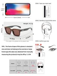 1 件复古方形框架时尚男士眼镜（适合驾驶、旅行、休闲、度假、户外运动和日常使用）适合夏季海滩度假、户外、旅行 - 茶框茶片 - 查看 2