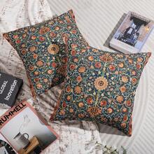 Sage Green Boho Throw Pillow Covers 18 X 18 Inch Pack Of 2, Bohemian Pattern Decorative Pillow Cases Vintage Outdoor Linen Farmhouse Cushion Covers Bedroom Home Sofa Decor, Decor - Sage Green Blue Boho - View 8