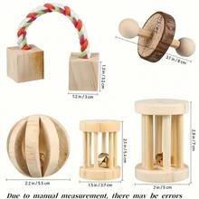 5 Peças Brinquedos de Madeira para Animais de Estimação, Adequados para Hamsters e Coelhos, Acessórios Duráveis de Treinamento e Exercício para Pequenos Animais, Brinquedos de Madeira Divertidos para Animais - Multicolorido - Visão 2