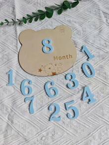 Calendário de fotos floral em madeira, moldura para fotos de marcos importantes, acessório para registrar o crescimento do bebê em aniversários. - Multicolorido - Ver 5