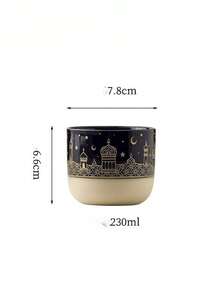 1个手工陶瓷星月图案可重复使用茶/咖啡杯，适用于浓缩咖啡和茶，是居家、办公和送礼的理想之选。 - 彩色 - 查看 2