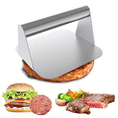 1pc Burger Press,Round Hamburger Press,Pie Press,Square Hamburger Press,Barbecue Press,Meat Pie Press,Manual Meat Press,Burger Smasher With Stainless Steel Handle,Stainless Steel Smash Burger Press
