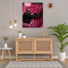 1pc Pink Leopard Print & Cool Girl - Bold Pink Leopard Canvas Wall Decoration, 2. 25mm Thick / 0. 9-Inch Art Poster, Can Be Directly Hung, Ideal For Christmas And New Year Home Decoration, Holiday Gift, Suitable For Living Room, Bedroom, Kitchen, Bathroom, Bar, Office And Other Wall Decoration. 2D Plane - 彩色 - 查看 7
