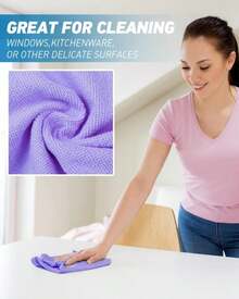 WEAWE White Microfiber Cleaning Cloth 13"X13", Ultra Soft Absorbent Microfiber Cleaning Rags For Housekeeping Cleaning Supplies, Lint Free Reusable Cleaning Cloths For House Washable, Pack Of 12 - Màu E - Xem 4