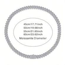 Elegant Moissanite Cuban Chain Necklace, 925 Sterling Silver & 18k Gold Plated, Hip-Hop Style, Perfect For Daily Wear Or Parties, Ideal Valentine's Day, Anniversary, Birthday Gift, Men's, Women's, Collarbone Chain, Personality, - 50厘米/19.7英寸 - 查看 3