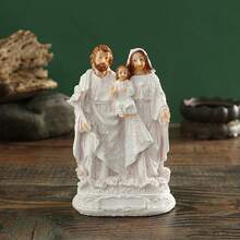 Jesus Figurines Resin Creative Holy Family Christian Religious Decor For Desktop Home Holiday And More - White - View 1