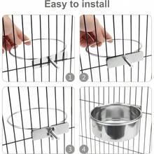 Pet Food Water Bowl With Clamp Holder Stainless Steel Feeding Cups Feeder For Dog Bird Parrot Cat Rabbit 2 Packs S - S+2pcs - View 6