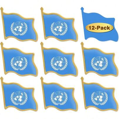 Tendencia12/24/50/100 pines de solapa con bandera de las Naciones Unidas a granel, broche internacional de metal de la ONU, insignia, recuerdo para hombres y mujeres, bolsos, sombrerosCalidad premium