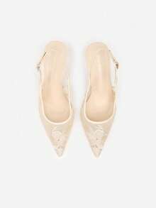 Women's Pointed Toe Buckle Design Fashion Daily Wear High Heel Sandals - Beige - View 6