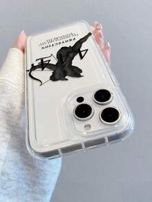 1pc Minimalist Creative Numeric Angel Archer English Slogan Graphic Transparent Airbag Anti-Drop Phone Case, Compatible With Samsung/Compatible With IPhone XS/XS Max/XR/11/12/13/14/14 Plus/15/15 Plus/16/16 Plus/7/8 Plus/17/17 Pro And Other Phone Models - Multicolor - View 4