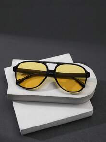 1pc Men's Classic Frame Simple Style Lightweight Retro Fashion Glasses, Daily Outdoor Holiday Party Leisure Style Dress, With Glasses Box - Multicolor - View 7