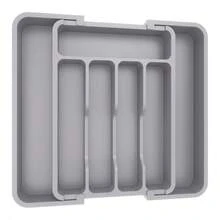 Expandable Kitchen Drawer Organizer - Adjustable Cutlery Tray, Knife & Utensil Holder, Multi-Function Kitchen Storage Solution, Black, Medium Size