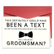 1PC Funny Groomsman Invitation Card (With Envelope) - "This Could Have Been A Text But My Fiance Made Me Buy This Card" Witty Message, Perfect For Weddings/Engagement Parties, Groomsmen Invitation Card - Multicolor - View 1