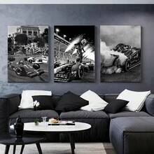 3 件套黑白 F1 赛车主题装饰画，现代简约海报，适用于卧室、客厅、书房、走廊、餐厅，理想的礼物，墙壁艺术装饰，高品质艺术印刷，无框 - 彩色 - 查看 10