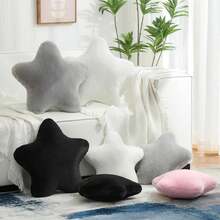 YRXRUS Star Pillows, Light Gray Star Shaped Pillow, Decorative Throw Pillow Gifts, Cute Plush Room Decor, Fluffy Faux Rabbit Fur 18"X18" Pillows For Living Bedroom - ColorC - 查看 4
