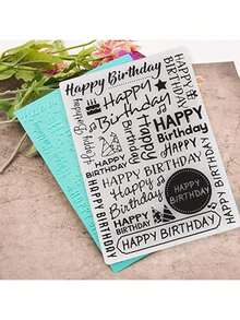 EstiloPssopp Embossing Carpeta Feliz cumpleaños Patrón Álbum Sello Relieve Sello DIY Craft Plantilla Moldes Sello Scrapbooking Sello Álbum de fotos DecoraciónVersión mejorada - 1 - Ver 2