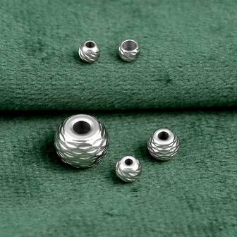 5/20 piezas Cuentas espaciadoras acanaladas de acero inoxidable, adecuadas para la fabricación de joyas DIY, cuentas hechas a mano, suministros de manualidades