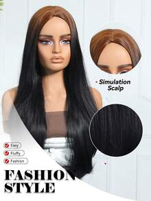 28英寸长款渐变棕色合成假发，中分棕色长卷发，适合女性日常派对、角色扮演、节日护理，自然性感简约休闲运动风，耐热假发，适合角色扮演、假日派对、日常佩戴，也适合派对、音乐节等场合。 - 漸層棕色 - 查看 7